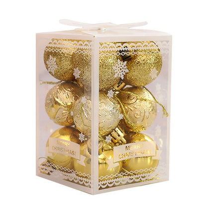 12pcs/pack 4cm Christmas Ball Special Shape + Glitter + Bright Set(Gold)-garmade.com