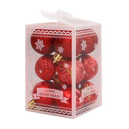 12pcs/pack 4cm Christmas Ball Special Shape + Glitter + Bright Set(Red)-garmade.com