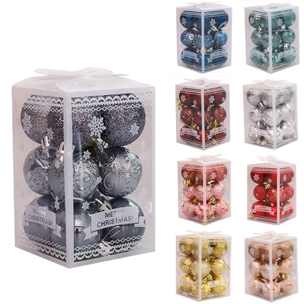 12pcs/pack 4cm Christmas Ball Special Shape + Glitter + Bright Set(Champagne)-garmade.com