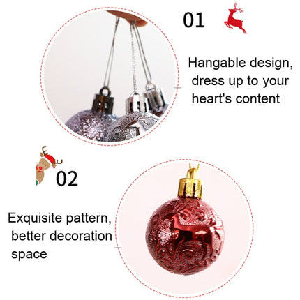 12pcs/pack 4cm Christmas Ball Special Shape + Glitter + Bright Set(Red)-garmade.com