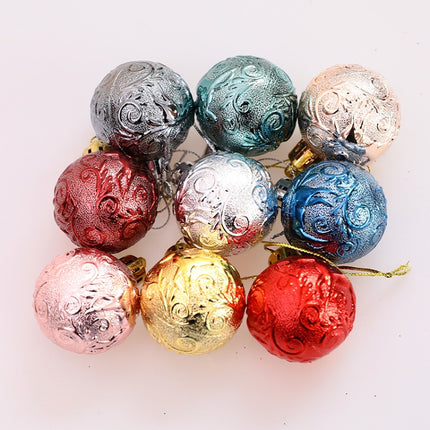 12pcs/pack 4cm Christmas Ball Special Shape + Glitter + Bright Set(Red)-garmade.com