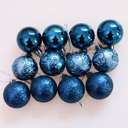 12pcs/pack 4cm Christmas Ball Special Shape + Glitter + Bright Set(Late Night Blue)-garmade.com