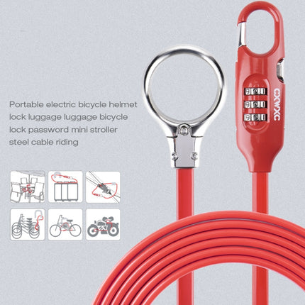 PL3001 Bicycle Mountain Bike Portable Anti-theft Password Cable Lock(Red)-garmade.com
