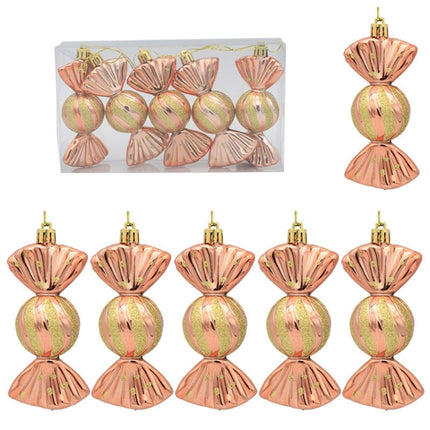 5PCS/Box Christmas Decoration Electroplating Candy Props Gift Box Props(Rose Gold)-garmade.com