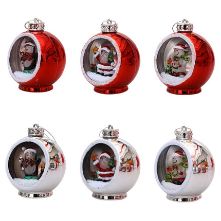 Colorful Lights Electroplating Christmas Ball Semicircle Luminous Decorative Ball(Red Penguin)-garmade.com