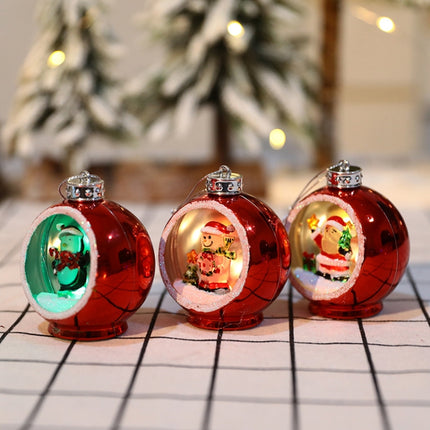 Colorful Lights Electroplating Christmas Ball Semicircle Luminous Decorative Ball(Silver Old Man)-garmade.com