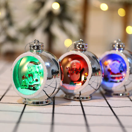 Colorful Lights Electroplating Christmas Ball Semicircle Luminous Decorative Ball(Red Old Man)-garmade.com