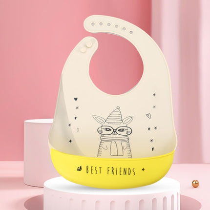 Baby Oil Spray Waterproof Silicone Bib Ultra-thin Saliva Towel, Pattern: Rabbit Glasses 2-garmade.com