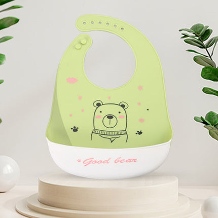 Baby Oil Spray Waterproof Silicone Bib Ultra-thin Saliva Towel, Pattern: Good Bear 2-garmade.com