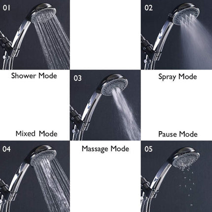 Concealed Shower Head 5 Function Pause Mode Shower Head, Style： Shower+Hose+Bracket-garmade.com