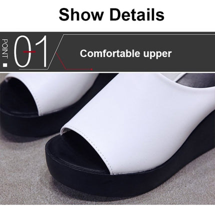 Summer Women Wedge Slippers, Size: 41(White)-garmade.com