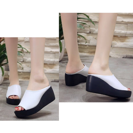 Summer Women Wedge Slippers, Size: 41(Black)-garmade.com