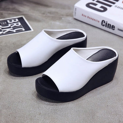 Summer Women Wedge Slippers, Size: 37(White)-garmade.com