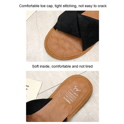 Summer Ladies Outdoor Flat Slippers, Size: 37(Beige)-garmade.com