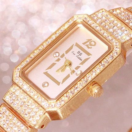 BS Bee Sister FA1138 Ladies Diamond Watch Jewelry Chain Watch(Gold)-garmade.com
