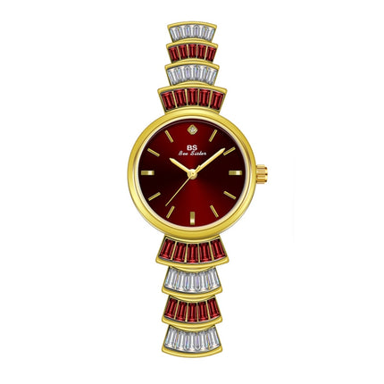 BS Bee Sister FA1700 Diamond Inlaid Ladies Watch Symphony Wrist Watch(Golden Red)-garmade.com