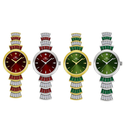 BS Bee Sister FA1700 Diamond Inlaid Ladies Watch Symphony Wrist Watch(Silver -red)-garmade.com