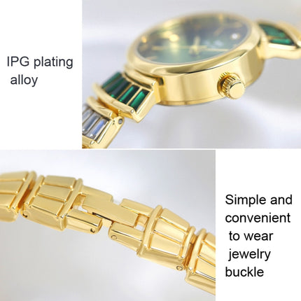 BS Bee Sister FA1700 Diamond Inlaid Ladies Watch Symphony Wrist Watch(Golden Green)-garmade.com