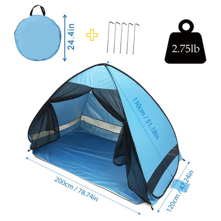 Screen Mesh Door Curtain Tent Automatic Pop Up Beach Sunshade Tent(Light Blue)-garmade.com
