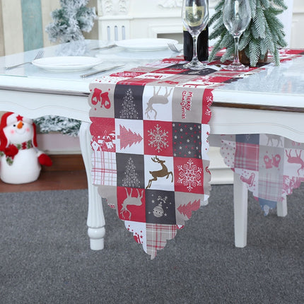 Christmas Decoration Print Table Flag Restaurant Family Party Tablecloth(Lattice)-garmade.com