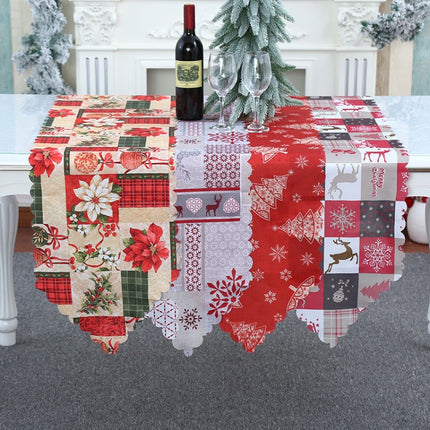 Christmas Decoration Print Table Flag Restaurant Family Party Tablecloth(Lattice)-garmade.com