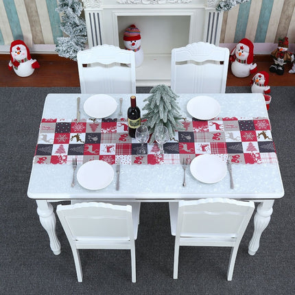 Christmas Decoration Print Table Flag Restaurant Family Party Tablecloth(Lattice)-garmade.com