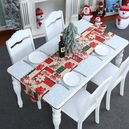 Christmas Decoration Print Table Flag Restaurant Family Party Tablecloth(Gray)-garmade.com