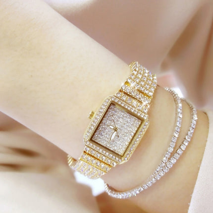 BS Bee Sister F0510B Ladies Diamond Watch Jewelry Chain Watch(Gold)-garmade.com