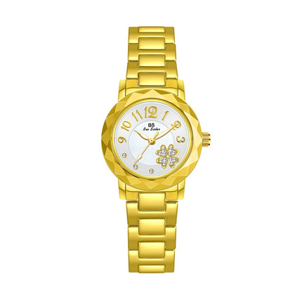BS Bee Sister FA1481 Flower Embellished Ladies Alloy Watch Wrist Watches(Gold)-garmade.com