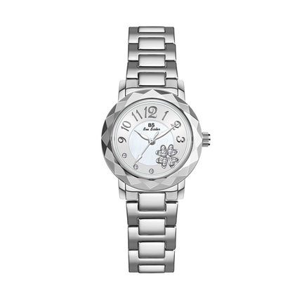 BS Bee Sister FA1481 Flower Embellished Ladies Alloy Watch Wrist Watches(Silver)-garmade.com