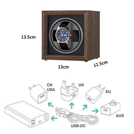 USB Automatic Mechanical Watch Shaker Watch Rotates Places Storage Box, Color: 1 Watch Black-garmade.com