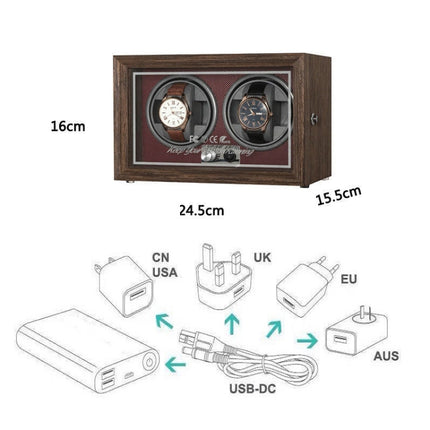 USB Automatic Mechanical Watch Shaker Watch Rotates Places Storage Box, Color: 2 Watches Red-garmade.com