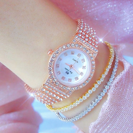 BS Bee Sister FA1101 Women Chain Watch Starry Diamonds Wrist watch(Rose Gold Scale Surface)-garmade.com