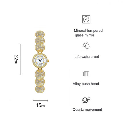 BS Bee Sister FA1606 Diamond Inlaid Ladies Watch Jewelry Chain Watch(Gold)-garmade.com