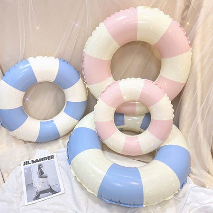 Children Adult Cartoon Inflatable Swimming Ring, Pattern: 80# Retro Striped Blue Pink Random Color-garmade.com