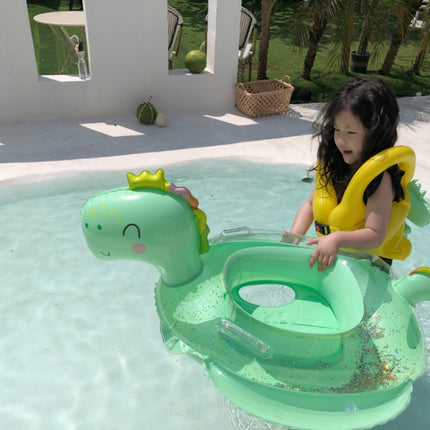 Children Adult Cartoon Inflatable Swimming Ring, Pattern: Sequenant Green Dinosaur Lap-garmade.com