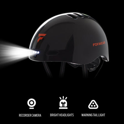 Foxwear V6 Camera Recorder Smart 720P HD With Light Riding Helmet, Size: One Size(Black)-garmade.com