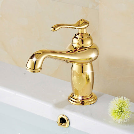 Hot And Cold Mixed Water Basin Imitation Water Faucet, Style: Short Model+Water Inlet Pipe-garmade.com