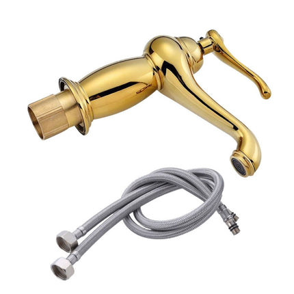 Hot And Cold Mixed Water Basin Imitation Water Faucet, Style: Short Model+Water Inlet Pipe-garmade.com