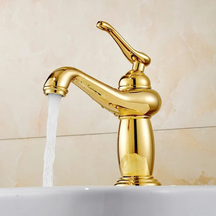 Hot And Cold Mixed Water Basin Imitation Water Faucet, Style: Short Model+Water Inlet Pipe-garmade.com