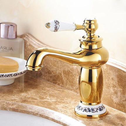 Antique Hot and Cold Bathroom Washbasin Faucet, Style: Short Model-garmade.com