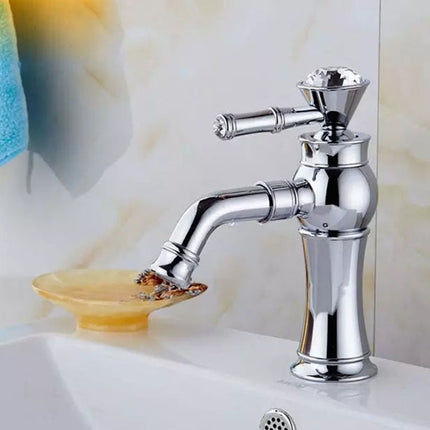 All Bronze Bathroom Basin Hot And Cold Water Faucet, Style: Electroplated Short Model-garmade.com