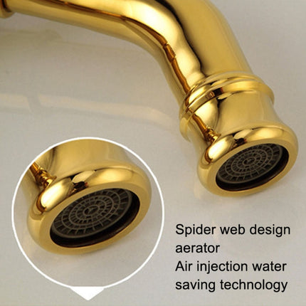 All Bronze Bathroom Basin Hot And Cold Water Faucet, Style: Electroplated Short Model+Water Inlet Pipe-garmade.com