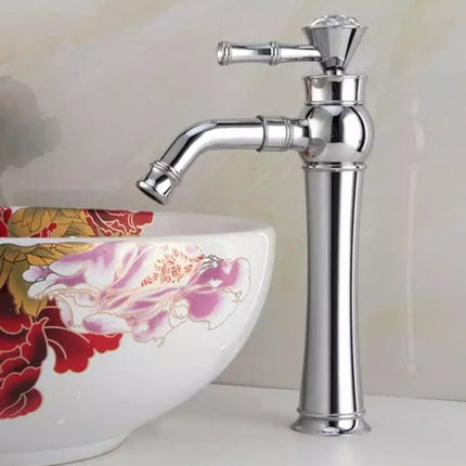 All Bronze Bathroom Basin Hot And Cold Water Faucet, Style: Electroplated High Model-garmade.com