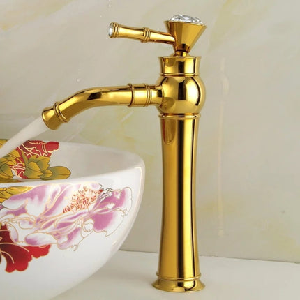 All Bronze Bathroom Basin Hot And Cold Water Faucet, Style: Gold High Model-garmade.com