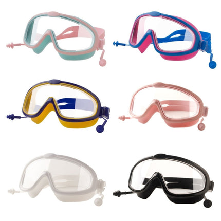 Children Anti-fog Large Frame Swimming Goggles With Conjoined Earplugs(Pink)-garmade.com