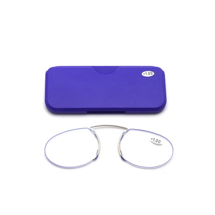 Pince-nez Reading Glasses Frameless Magnifying Glasses, Degree: +100(Blue)-garmade.com
