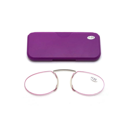 Pince-nez Reading Glasses Frameless Magnifying Glasses, Degree: +100(Purple)-garmade.com