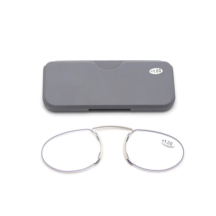 Pince-nez Reading Glasses Frameless Magnifying Glasses, Degree: +100(Grey)-garmade.com