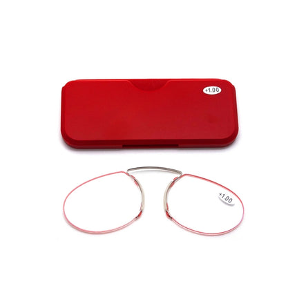 Pince-nez Reading Glasses Frameless Magnifying Glasses, Degree: +150(Red)-garmade.com